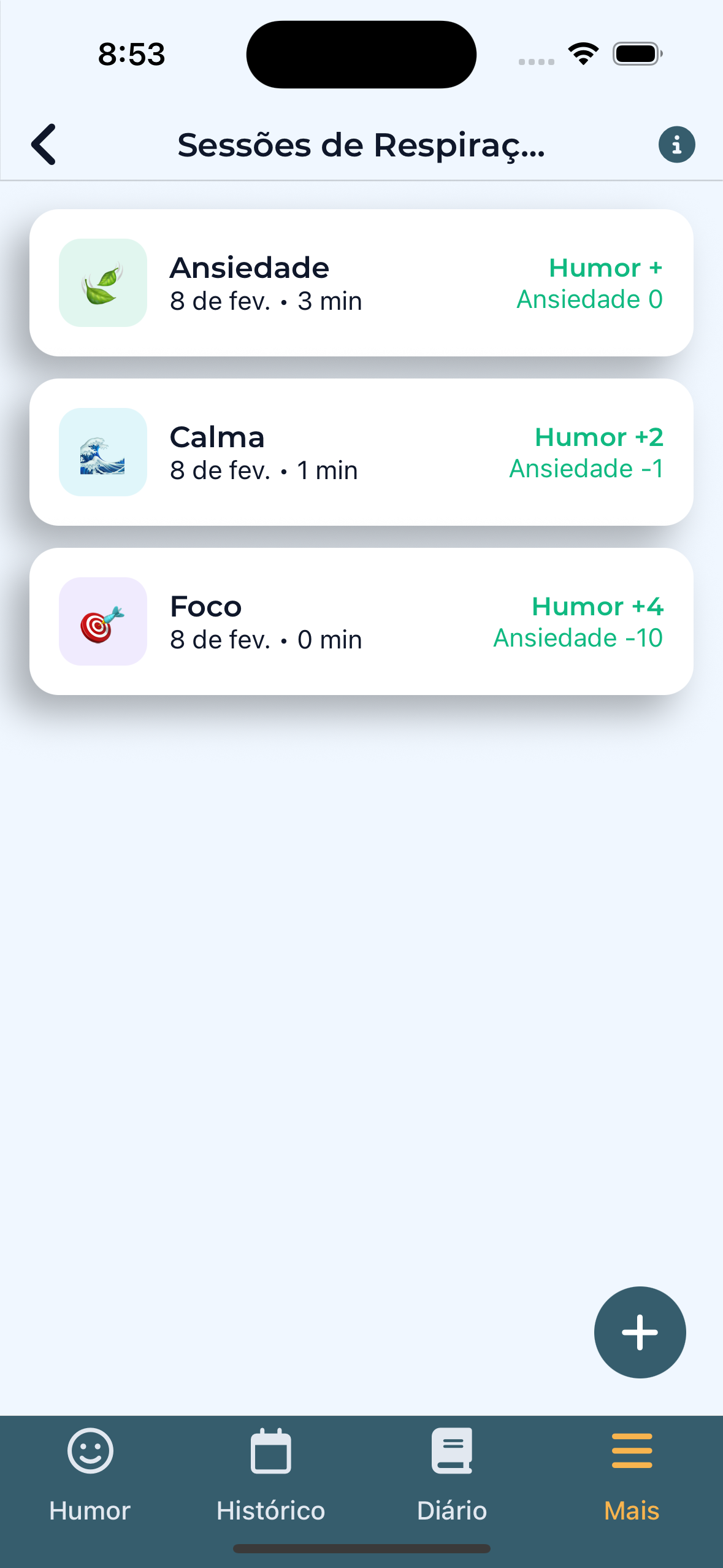 Tela de respiração guiada com exercícios para reduzir ansiedade